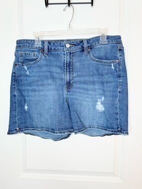 Old Navy High Rise OG Straight Regular Blue Wash Distressed Jean Denim Shorts 16